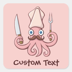 Pegatina Cuadrada Squid Chef Personalizado