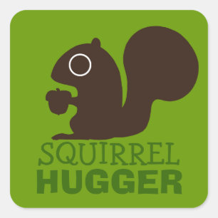 Pegatina Cuadrada Squirrel Hugger   Personalizado de animales de las