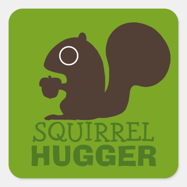 Pegatina Cuadrada Squirrel Hugger | Personalizado de animales de las (Anverso)