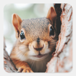 Pegatina Cuadrada Squirrel Wild Animal Loving Portrait 