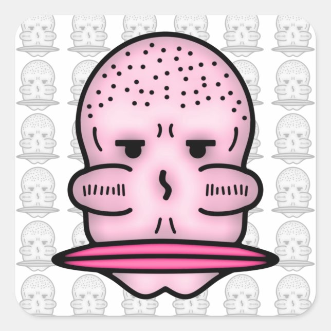 Pegatina Cuadrada Sr. Big Cheekbone e incluso mayor Boca vs2 S (Anverso)