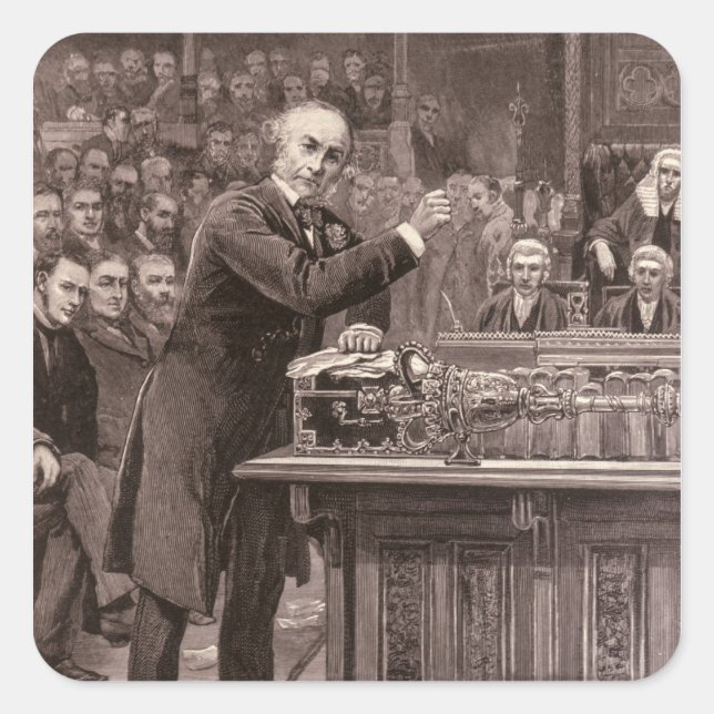 Pegatina Cuadrada Sr. Gladstone (Anverso)