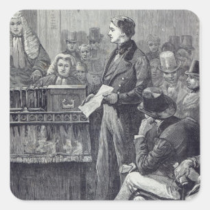 Pegatina Cuadrada Sr. Gladstone pronunciando su discurso de investid