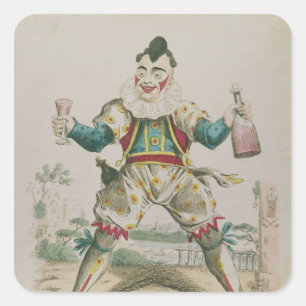Pegatina Cuadrada Sr. Grimaldi como payaso