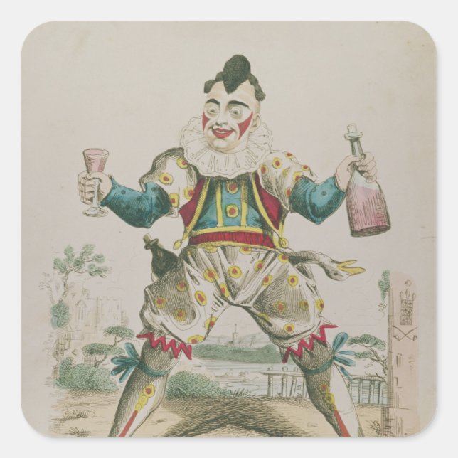 Pegatina Cuadrada Sr. Grimaldi como Payaso (Anverso)