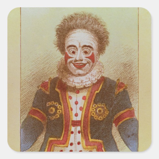 Pegatina Cuadrada Sr. Grimaldi como Payaso (Anverso)