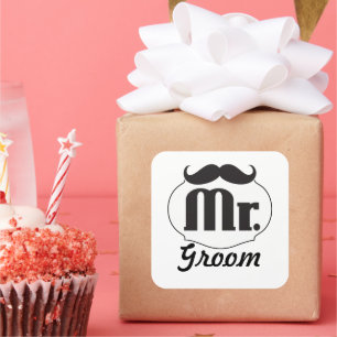 Pegatina Cuadrada Sr. Groom Mustache