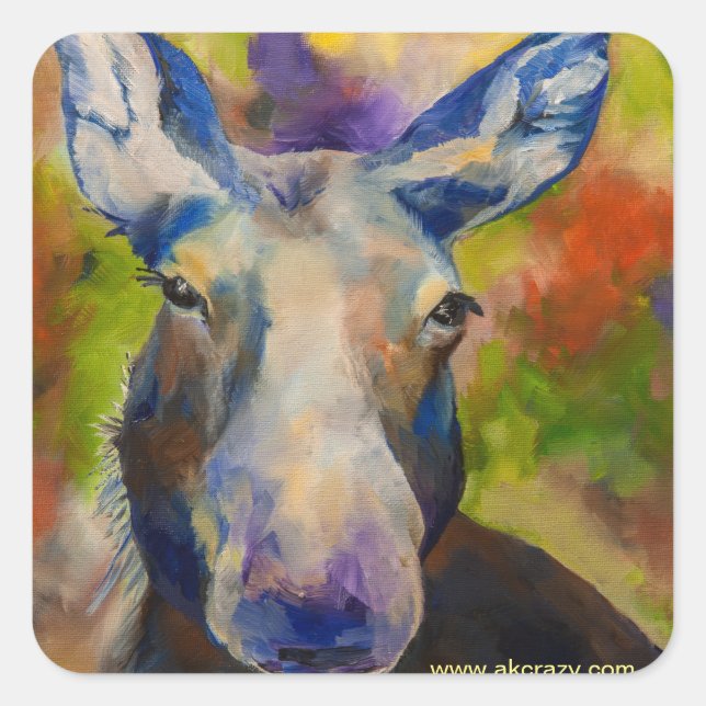 Pegatina Cuadrada Sr. Moosey Moose (Anverso)