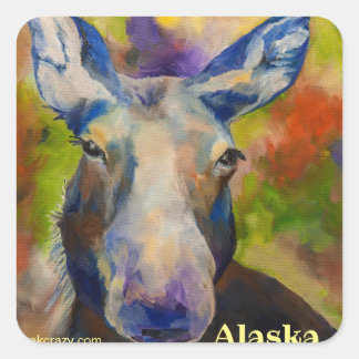 Pegatina Cuadrada Sr. Moosey Moose _ALASKA