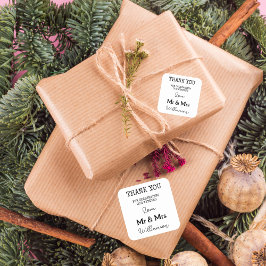 Pegatina Cuadrada Sr. Simple Y Sra. Black And White Gracias