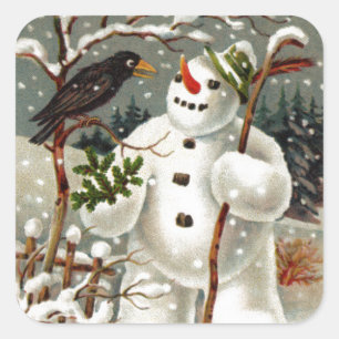 Pegatina Cuadrada Sr. Snowman y Pegatinas del Sr. Crow