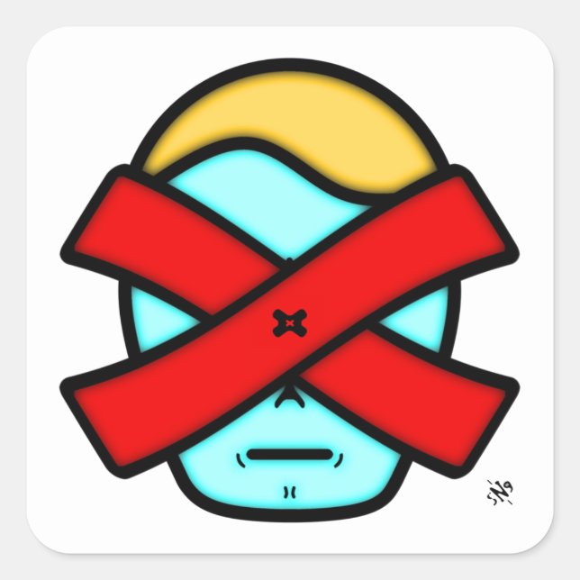 Pegatina Cuadrada Sr. X - Persona misteriosa anónima v1 Palo (Anverso)