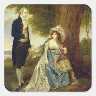 Pegatina Cuadrada Sr. y Sra. Fraser, c.1785-90 (aceite sobre lienzo)