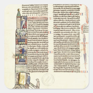 Pegatina Cuadrada Sra. 21 f.167v Construcción de una torre