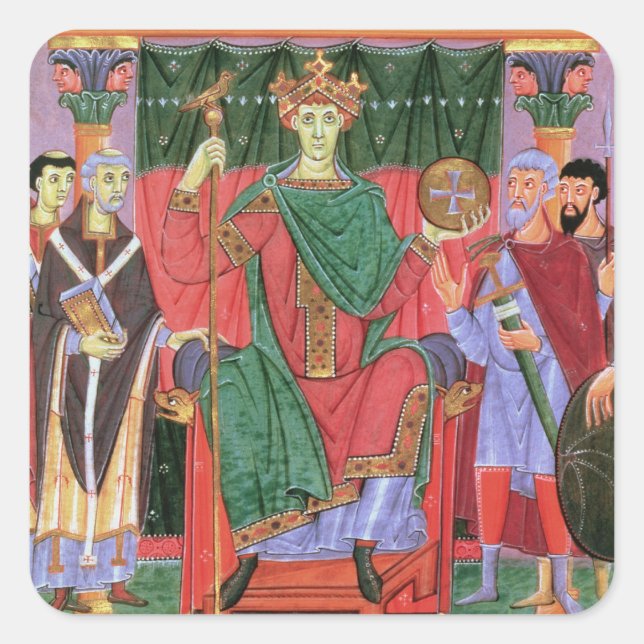 Pegatina Cuadrada Sra. Cim.4453 f.42r Sacro emperador romano Otto II (Anverso)