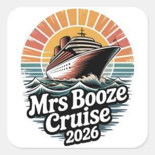 Pegatina Cuadrada Sra. Crucero de Bebidas 2026 Parejas a Juego