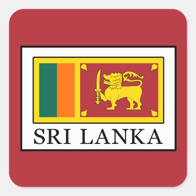 Pegatina Cuadrada Sri Lanka (Anverso)