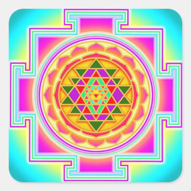 Pegatina Cuadrada Sri Yantra (Anverso)