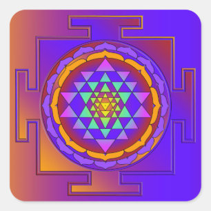 Pegatina Cuadrada SRI YANTRA coloreado por completo + sus ideas