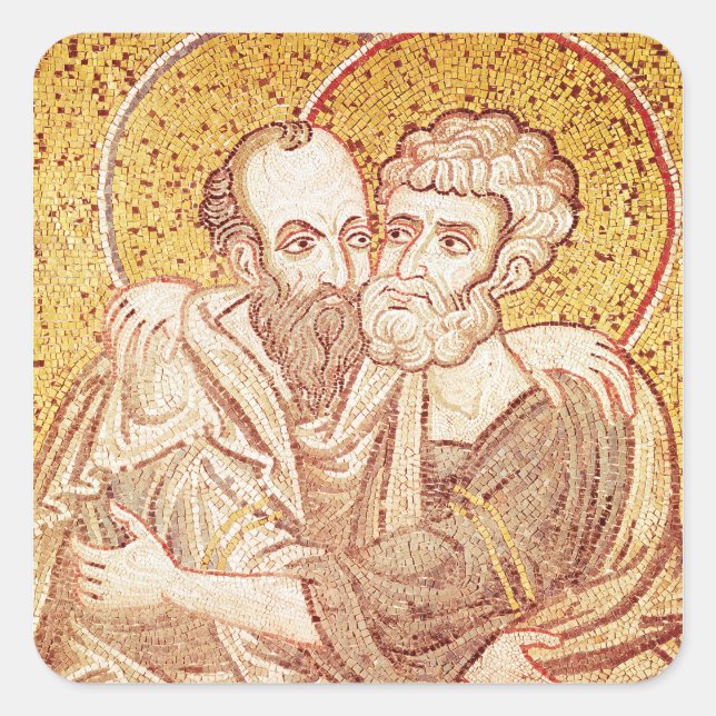 Pegatina Cuadrada SS. Peter y Paul Embracing (Anverso)