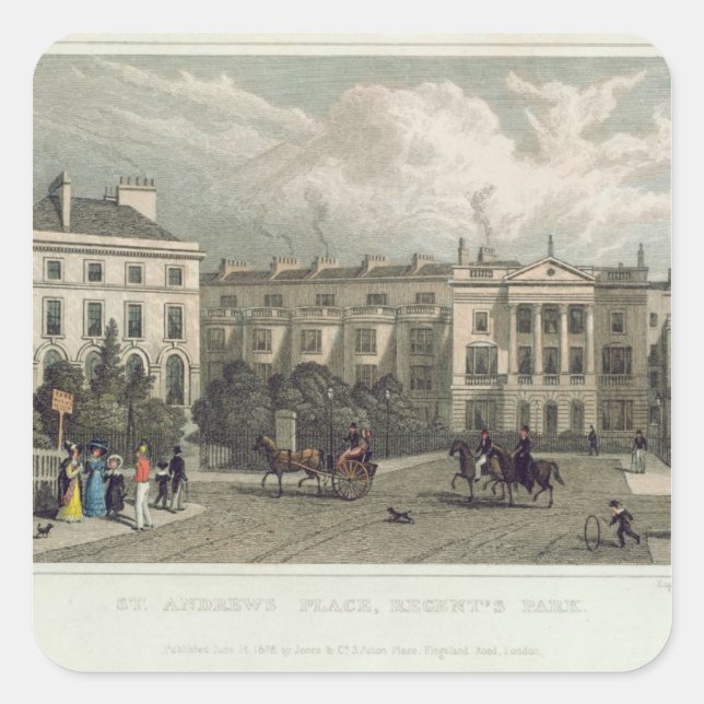 Pegatina Cuadrada St. Andrews Place, Regents Park, 1828 (Anverso)