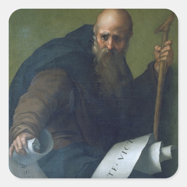 Pegatina Cuadrada St. Anthony Abbot (c.251-356) c.1518-19 (petróleo  (Anverso)
