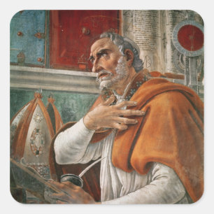 Pegatina Cuadrada St Augustine en su célula, c.1480
