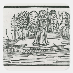 Pegatina Cuadrada St. Brendan en la isla de los pescados