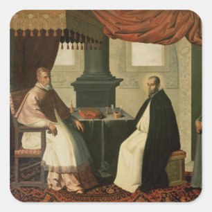 Pegatina Cuadrada St. Bruno y papa Urbano II 1630-35