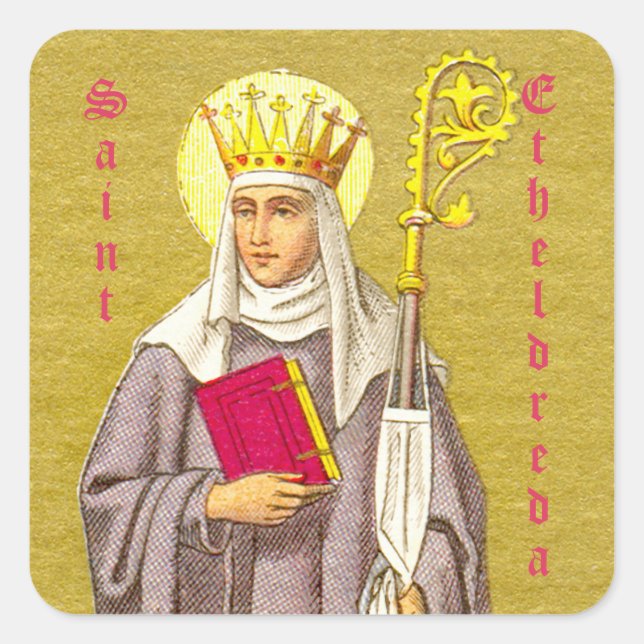 Pegatina Cuadrada St. Etheldreda (Audrey) (P 003) (Anverso)