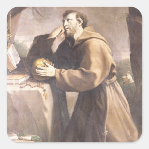 Pegatina Cuadrada St Francis de Assisi en el rezo