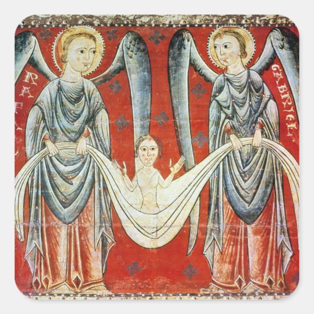Pegatina Cuadrada St. Gabriel y St. Raphael, c.1200 (Anverso)