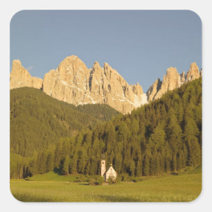 Pegatina Cuadrada St Giovanni, Val di Funes, Dolomitas, Italia
