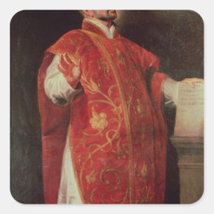 Pegatina Cuadrada St Ignatius del fundador de Loyola de las jesuitas