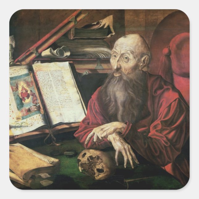 Pegatina Cuadrada St. Jerome, c.1540-50 (Anverso)