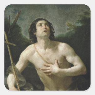 Pegatina Cuadrada St. John el Bautista, c.1635-40