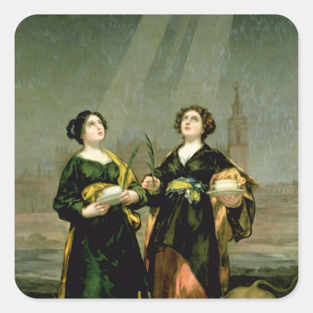 Pegatina Cuadrada St. Justina y St. Rufina, 1817 (Anverso)