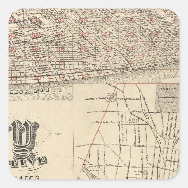 Pegatina Cuadrada St. Louis, Missouri (Anverso)