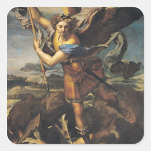 Pegatina Cuadrada St. Michael Abrumando al Demonio, 1518