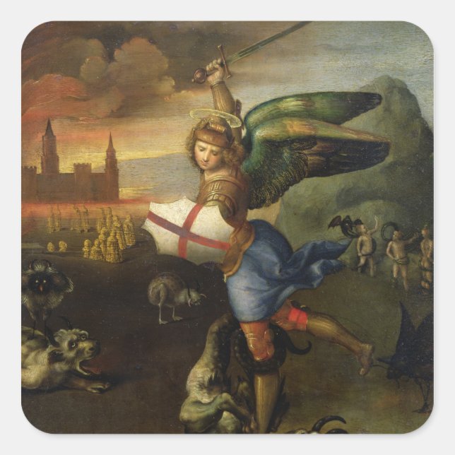 Pegatina Cuadrada St. Michael, c.1503-05 (Anverso)