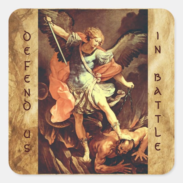 Pegatina Cuadrada St. Michael el Archangel (Anverso)