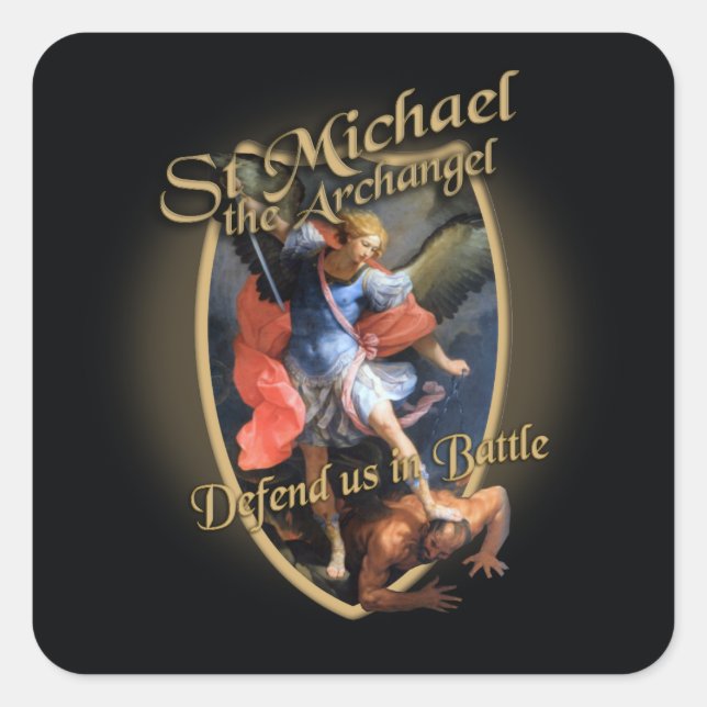 PEGATINA CUADRADA ST MICHAEL EL ARCHANGEL NOS DEFIENDE EN BATALLA (Anverso)