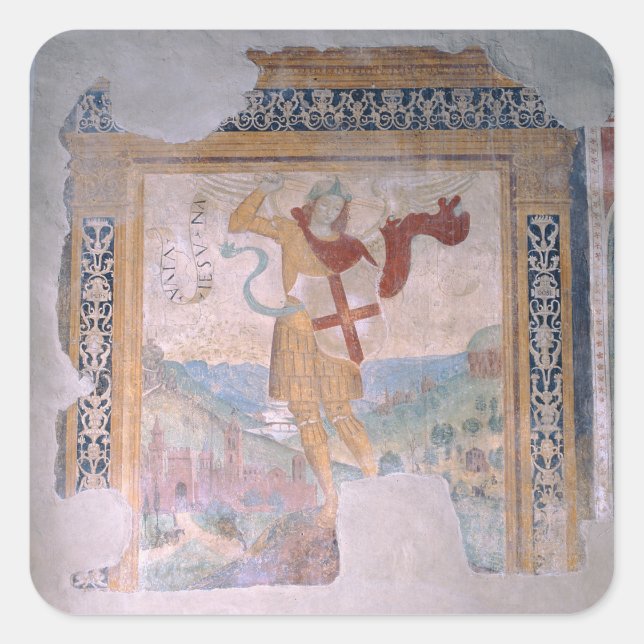 Pegatina Cuadrada St. Michael (fresco) (Anverso)