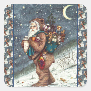 PEGATINA CUADRADA ST. NICK EN TEDDY BEAR SUIT, NAVIDADES TEDDIES