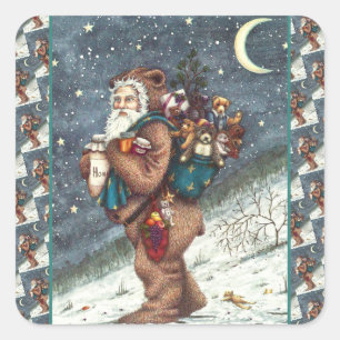 PEGATINA CUADRADA ST. NICK EN TEDDY BEAR SUIT, NAVIDADES TEDDIES