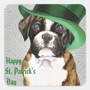 Pegatina Cuadrada St. Patrick's Day Boxer