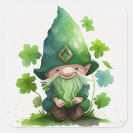 Pegatina Cuadrada St. Patrick's Day Green Leprechaun