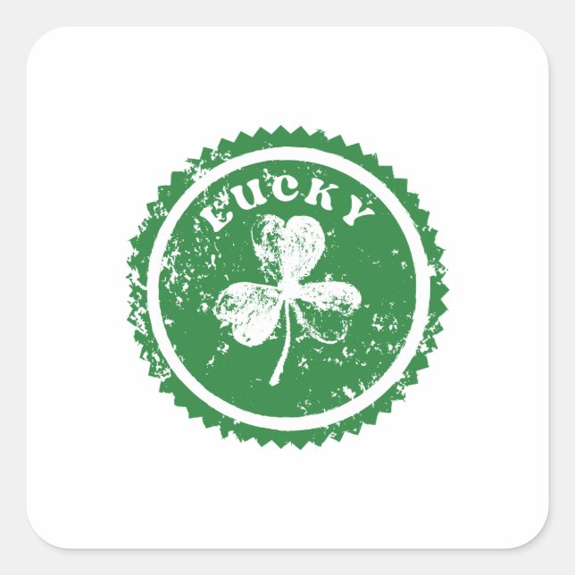 Pegatina Cuadrada St. Patrick's Day Lucky Clover  (Anverso)