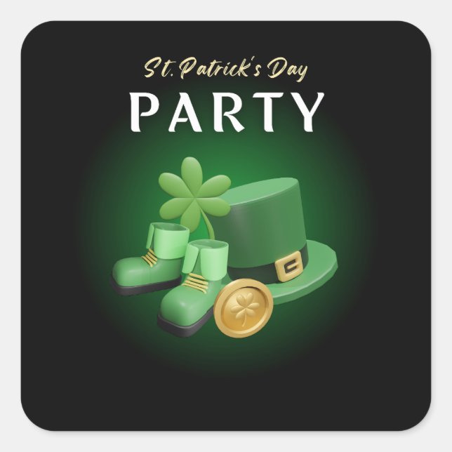 Pegatina Cuadrada St. Patricks Day Lucky Irish - Funny Lucky Irish (Anverso)