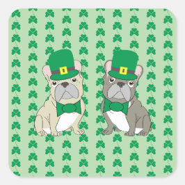 Pegatina Cuadrada St. Patricks French Bulldogs